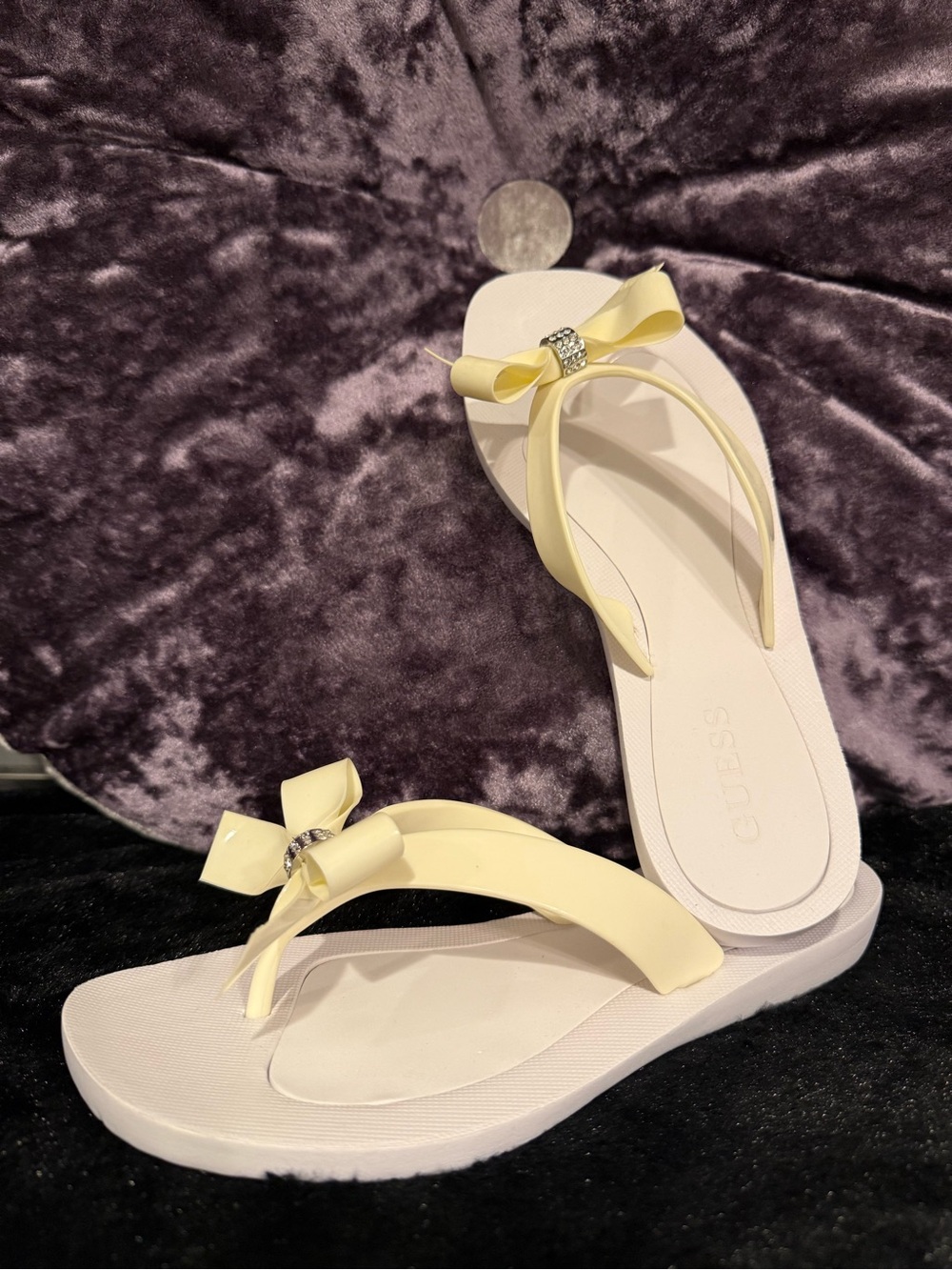 GUESS Tutu Bow Flip Flops with Rhinestone Accent